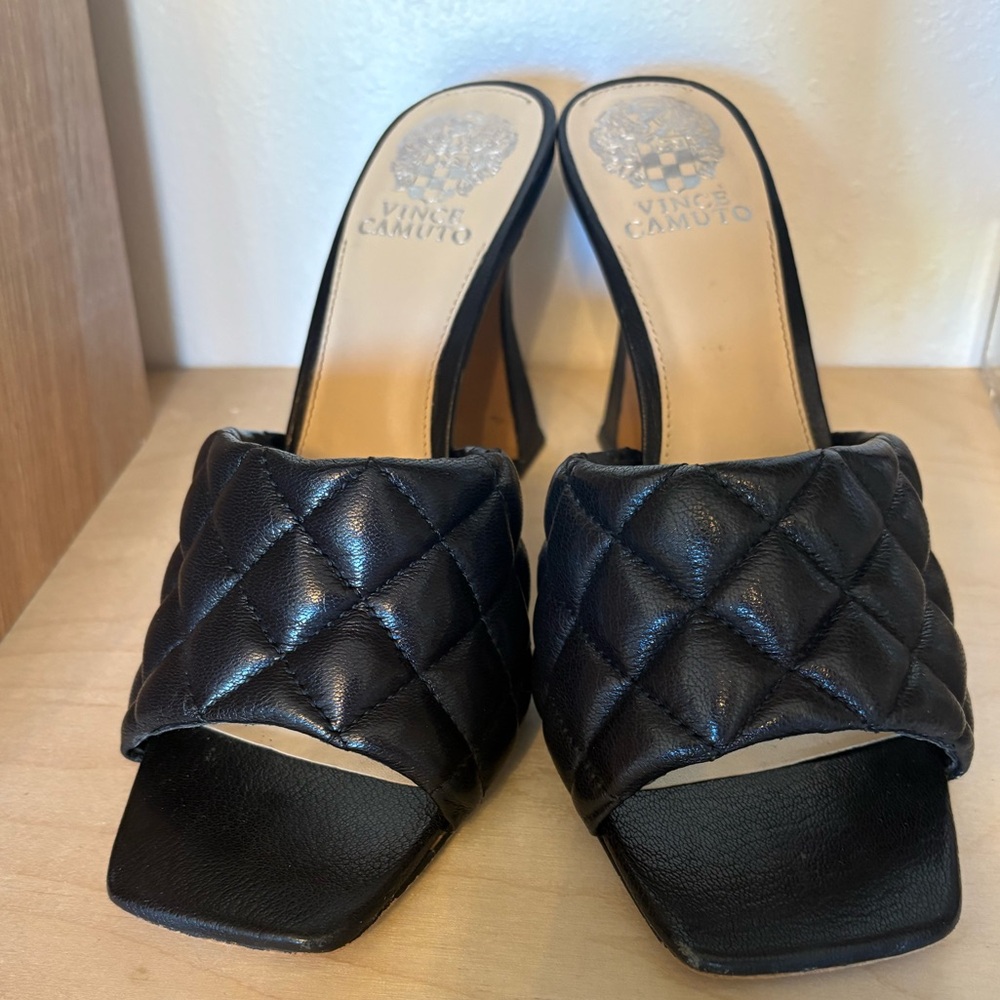 Vince Camuto Black Quilted Mules. Excellent condition!